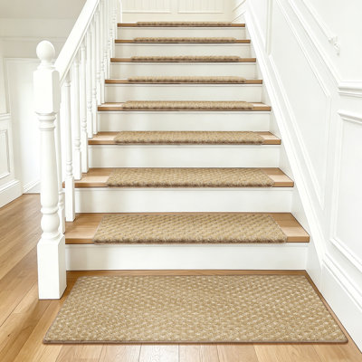 Rease Diamond Pattern Bullnosed Stair Treads (14pc) With Landing Mat (1pc) Set