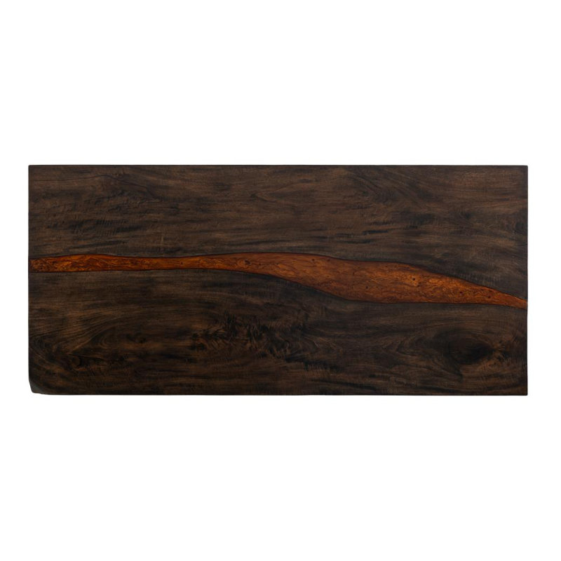 Table rectangulaire à double piédestal, brun
