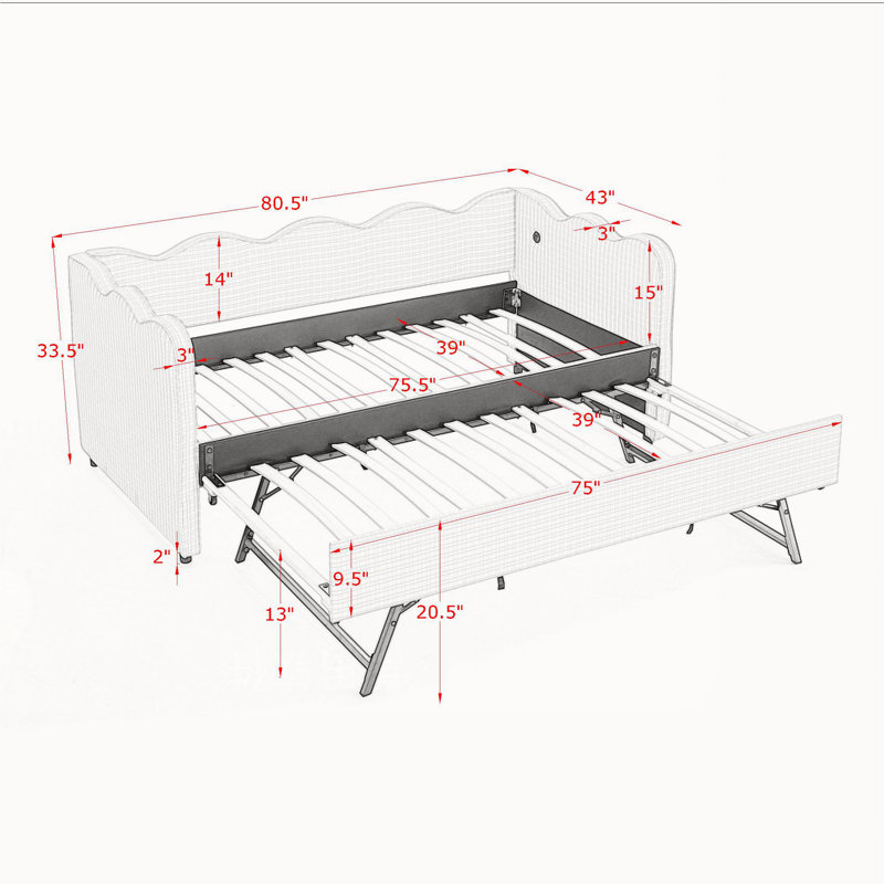 Bed For Bedroom, Cyan, Twin
