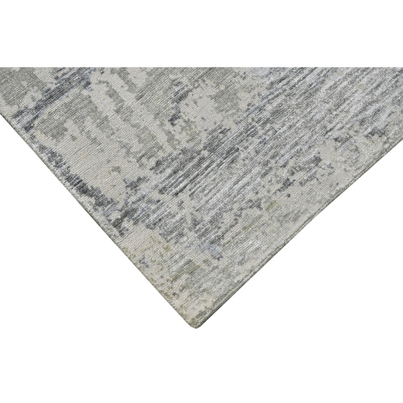 High-Quality Hand-Knotted Silver And Black Area Rug