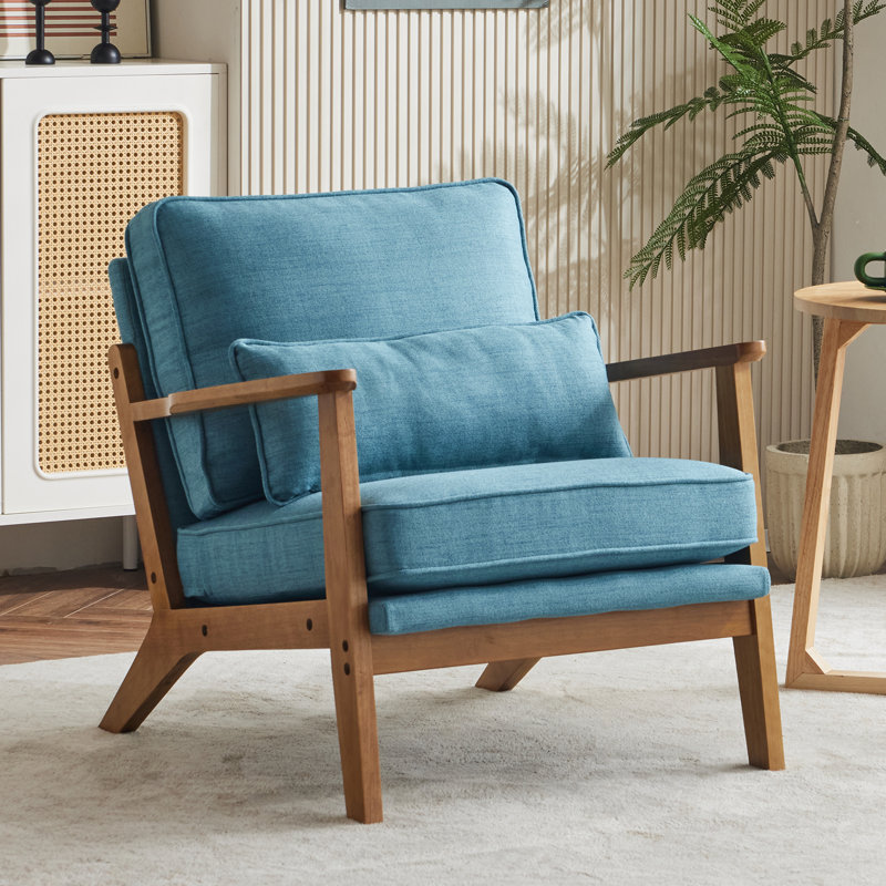 Upholstered Armchair, Navy Blue Linen