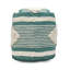 Pouf cylindrique en tissu - blanc et bleu sarcelle, fabriqué à la main avec du coton en laine, 16 po x 16 po, capacité de 250 lb, nettoyer les taches, entièrement assemblé et assemblé-130722662