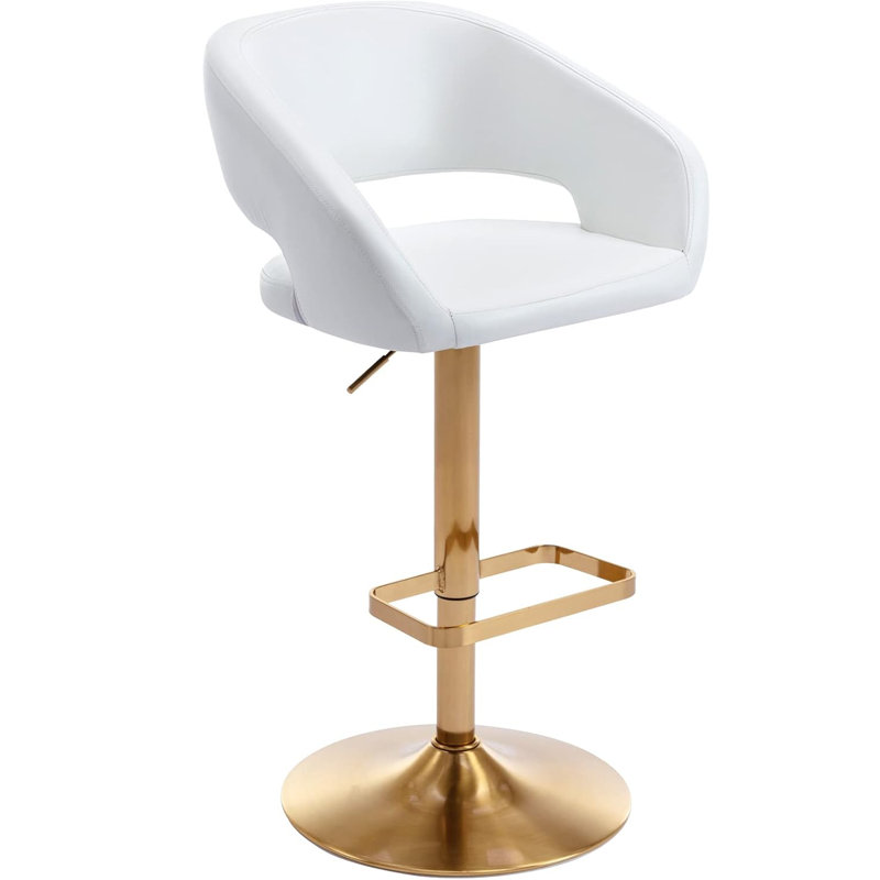 Swivel Adjustable Height Bar Stools with Hollow Back and Arms, Modern PU Leather and Metal base Counter Stools,for Kitchen Dining Room
