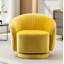 Fauteuil demi-tonneau pivotant en velours moderne avec motif plissé et coussin épais rembourré-132397937