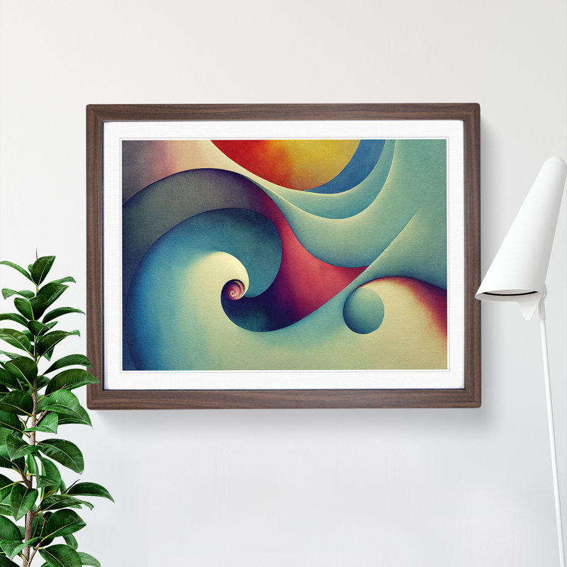 XH1022-6092X Modern Fractal Vol.4 Abstract - Single Picture Frame Print, 46cm H x 64cm W x 2cm D, Walnut