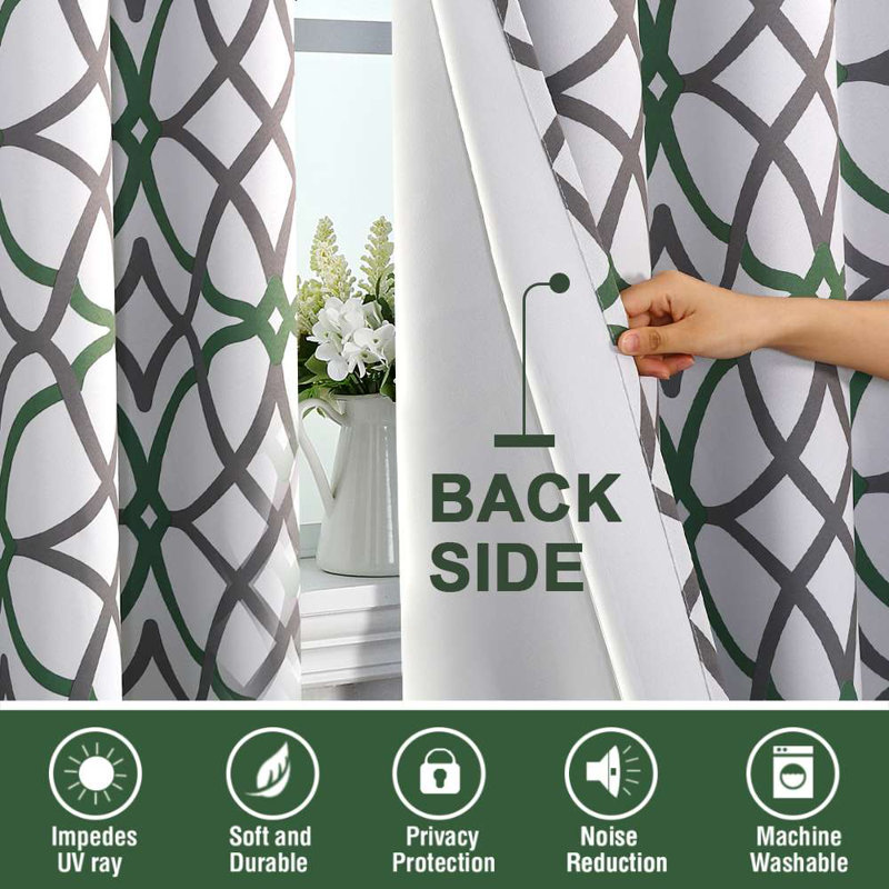 Blackout Curtains Printed Design 2 Panels Set Thermal Insulated Curtains for Bedroom Living Room Geometric Modern Grommet Window Drapes