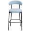 Tabouret de bar bleu à dossier ouvert de 26 po avec siège souple, base noire et repose-pieds, de 2 pour la cuisine, le salon ou le bureau, dossier moderne, coussin, structure en métal, bureau, meuble-lavabo