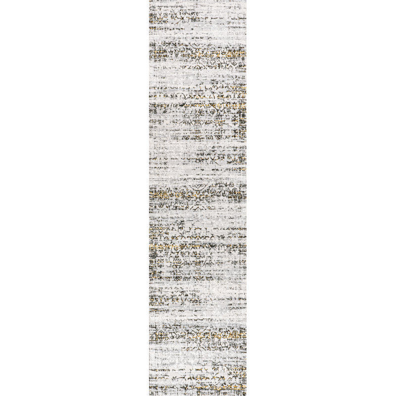 Tidal Modern Strie' Ivory/Black Rug, Runner 2' x 8'