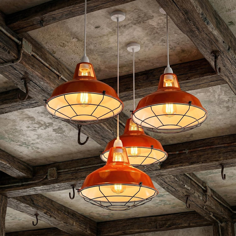 21.5cm H Metal Bowl Lamp Shade, Orange