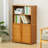 4-Tier Bookcase with Doors, Bamboo Bookshelf Freestanding Cube Storage Organizer with Open Shelves