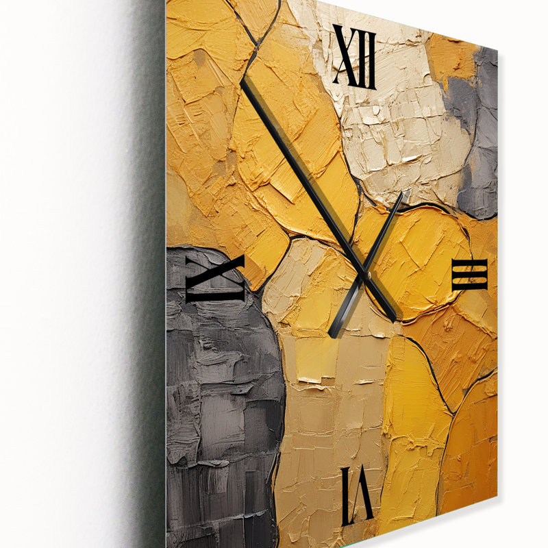 Minimalisme jaune botanique céramique - horloges murales Boho Pottery, Très grand