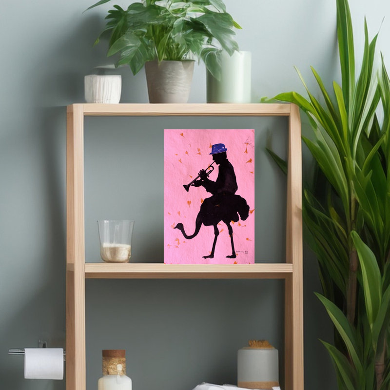 Reproduction d'art mural autruche musicale abstraite, 18" H x 12" W