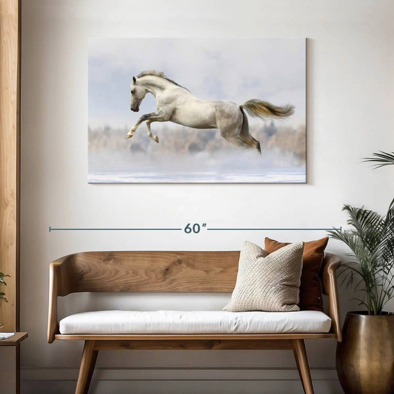 Brampt Jumping White Stallion, 30" H x 45" W