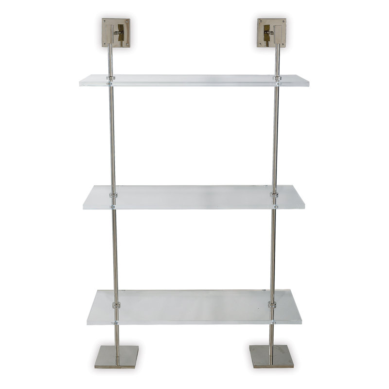 Marias 3-Tier Shelf Lucite 36"W, Nickel/Clear