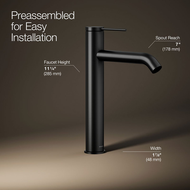 Components Single-Handle Bathroom Sink Faucet, Matte Black