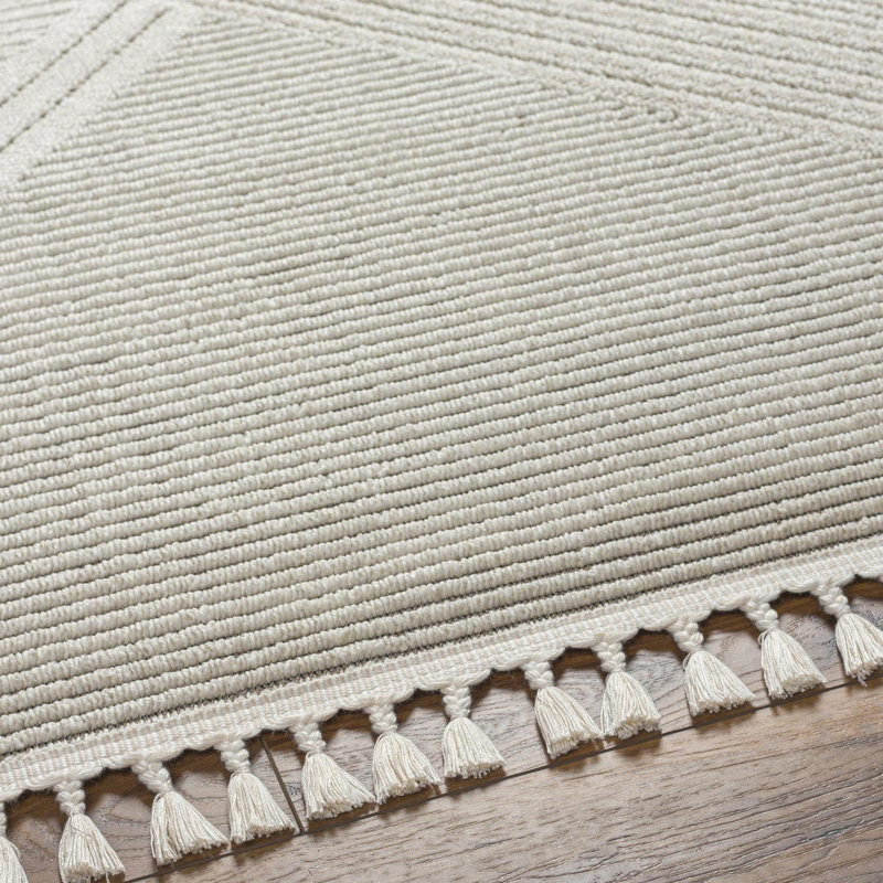 Gearhart Geometric Machine Woven Polyester Area Rug in Gray/Ivory, Runner 2'7" x 7'3"