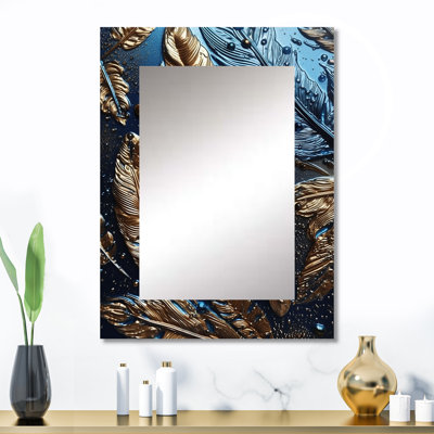 Plume dorée Glamour I - miroir en plumes Glam
