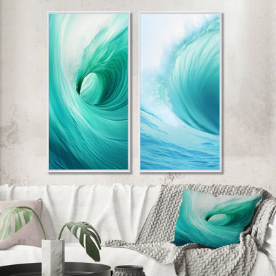 Turquoise Wondrous Wave Spiral - ensemble de 2 décorations murales spirales abstraites