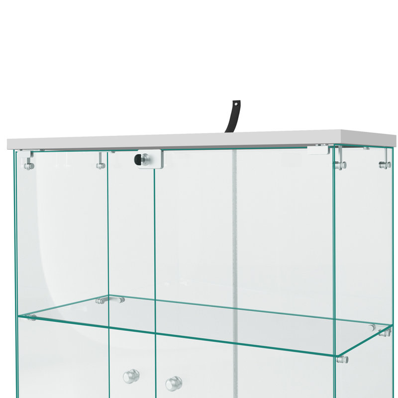 Curio Cabinet Display Glass Cabinet with Lockable Double Doors, White
