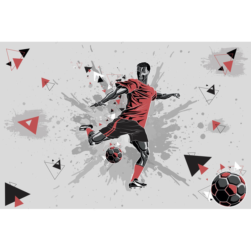 Papier peint sport Football, Multicolore / rouge, L 57 po x l 86 po