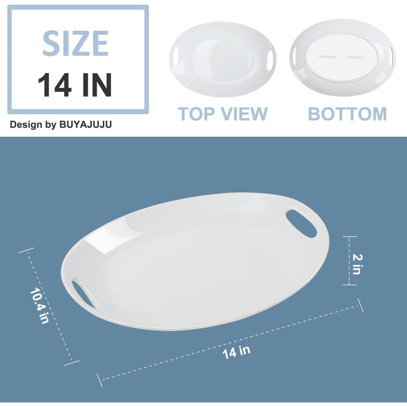 Plateau de service ovale blanc 2 pièces 2 pièces