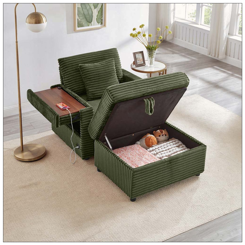 Fauteuil d'appoint confortable en velours côtelé, Green