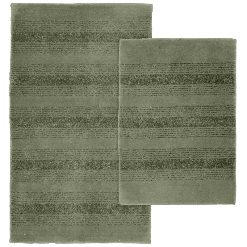Ensemble de tapis de bain en nylon 2 pièces avec envers antidérapant Maaza, Fougère intense