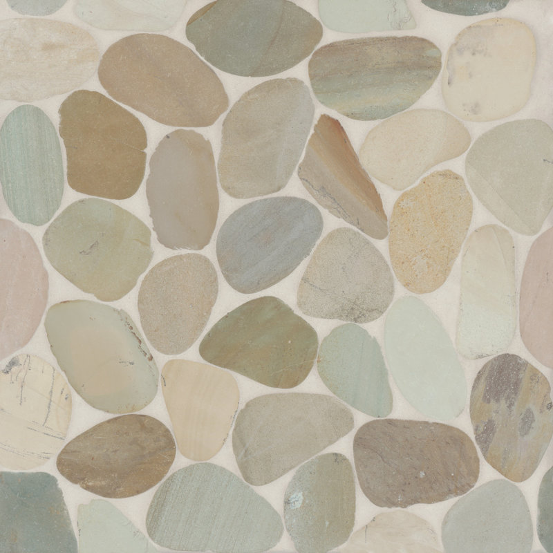 Waterbrook 12" x 12" Natural Stone Pebbles / Rocks Wall & Floor Tile in Beige/Brown