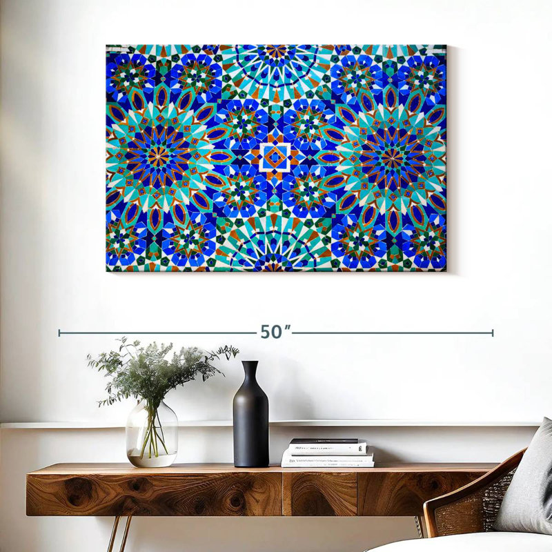 Mosaïque bleue Kerner en médina, H 26 po x l 39 po