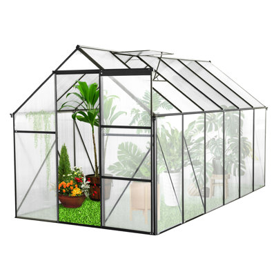 Serre en polycarbonate toutes saisons - 6 pi x 12 pi avec base surélevée, ancrage et base galvanisée pour une utilisation extérieure