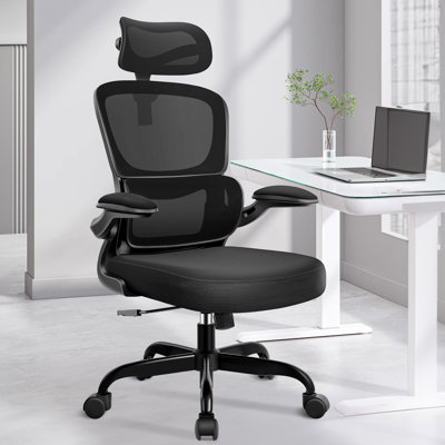 Lidwien Ergonomic Breathable Mesh Office Chair with Adjustable Headrest and Flip-Up Arms