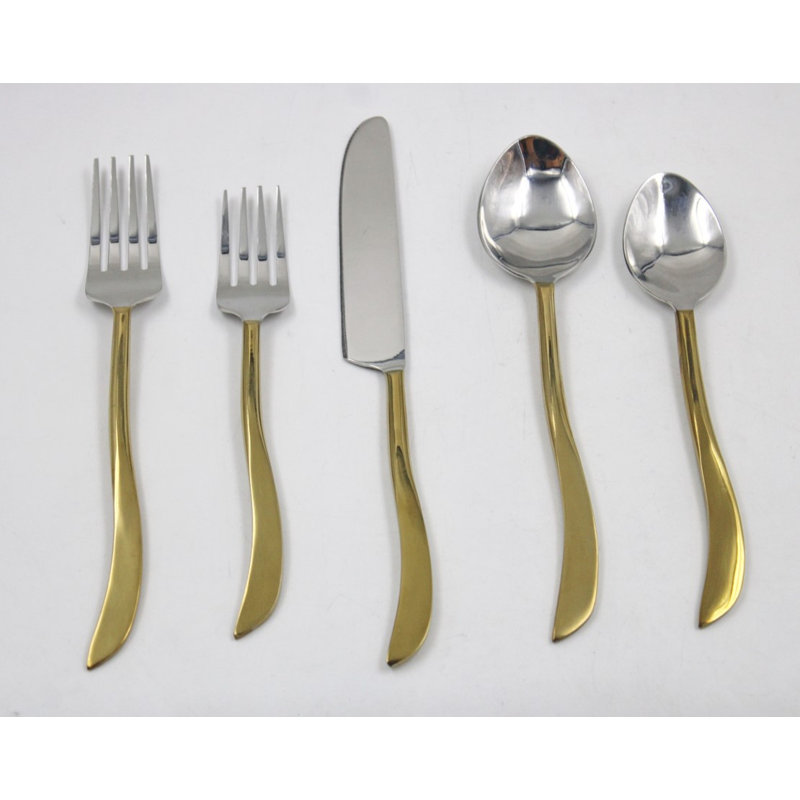 Mercer41 Dynita Stainless Steel Flatware Set - Service for 4, Silver/Gold