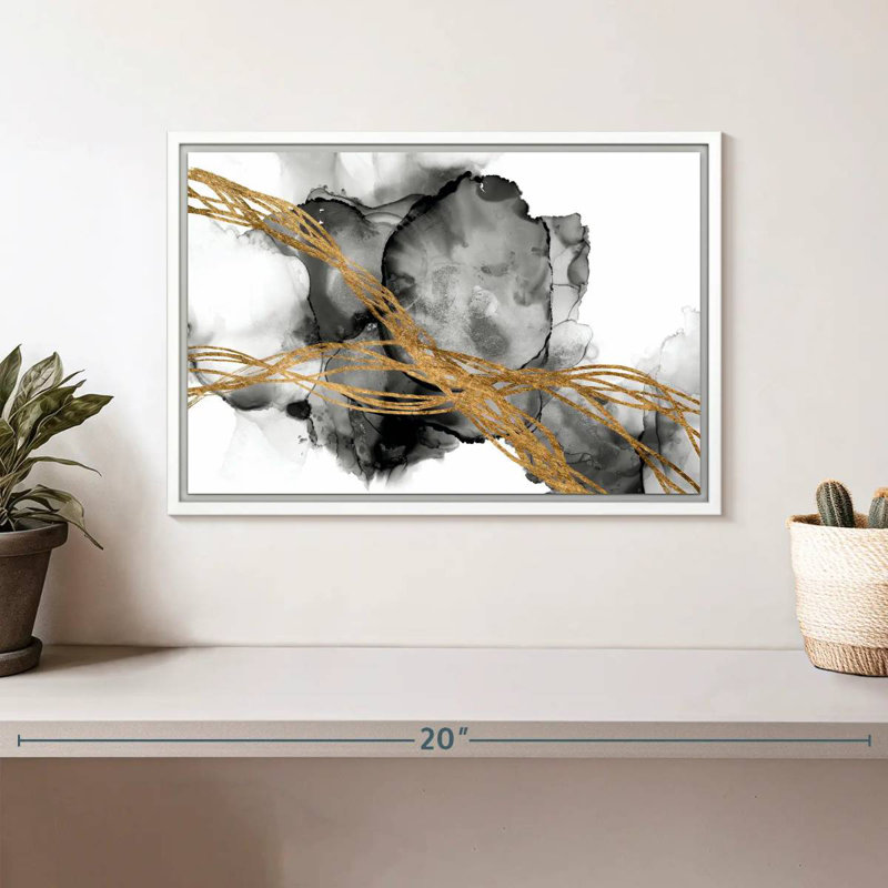 Matrice ondulée I, Cadre flottant blanc, 13 po x 9 po