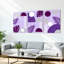 Purple Tropical Leaves and Geometric Shapes Abstract Canvas Wrapped Wall Art (Set of 3)-1521903066