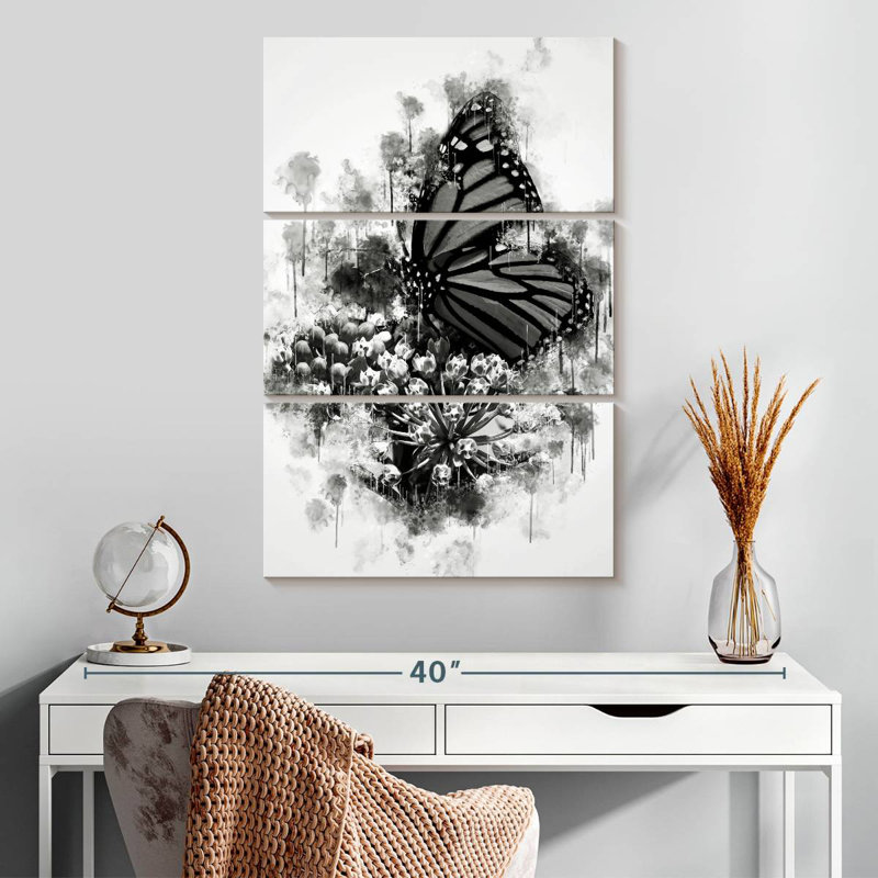 Brampt Monarch Butterfly Black And White, 32'' H x 20'' W