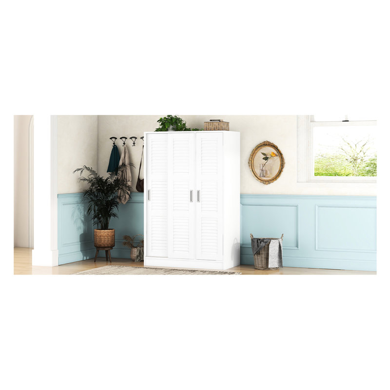 Armoire moderne à 3 portes avec tablettes polyvalentes, blanc