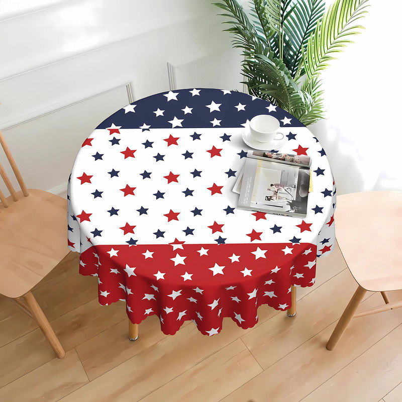 Nappe Polyester, Bleu / rouge / étoile blanche