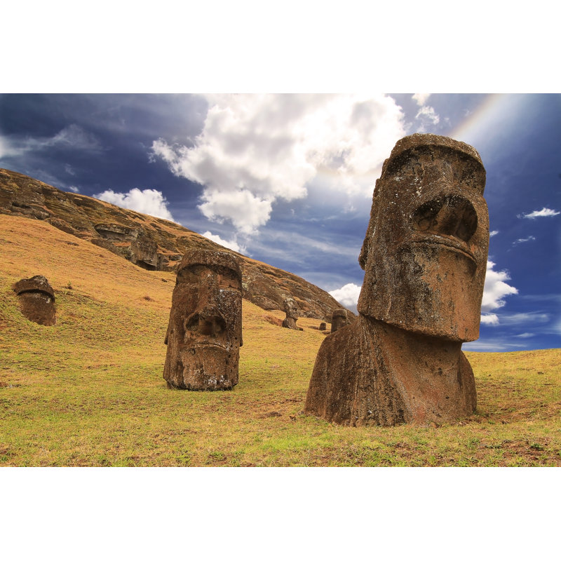 Morning Raraku Moai - Wrapped Canvas Print, 20cm H x 30cm W x 3.8 cm D