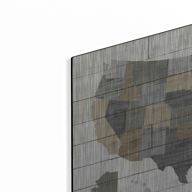 «Barnboard Map Neutral» par Sue Schlabach, art mural en métal, H 12 po x l 16 po