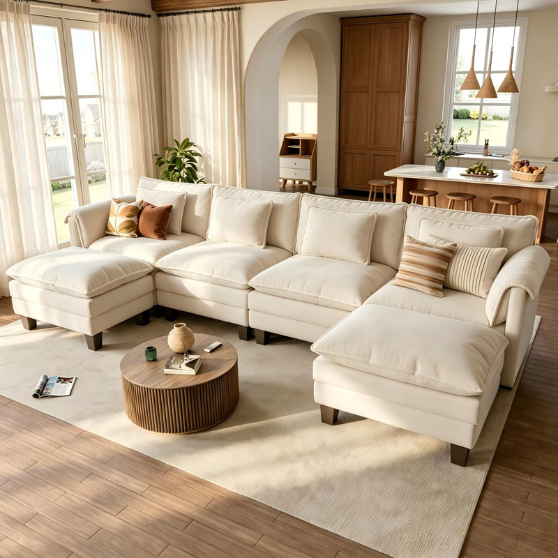 Canapé modulaire en U rembourré en forme de U avec tissu de chenille