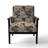 Blue And Beige Flowers Chrysanthemums Pattern - Upholstered Farmhouse Arm Chair, Rustic Floral Accent Chair