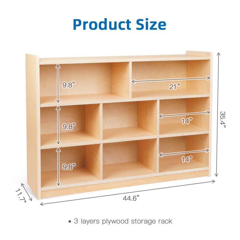 Alcaldes 8-Section Montessori Shelf for Kids 35.4'' H X 44.6'' W Toy Storage