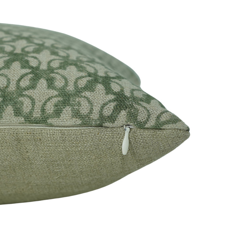 Block Print Throw Pillow Cover DTBLKTLSquare, Square, Green Floral 4, 20"H x 20"W