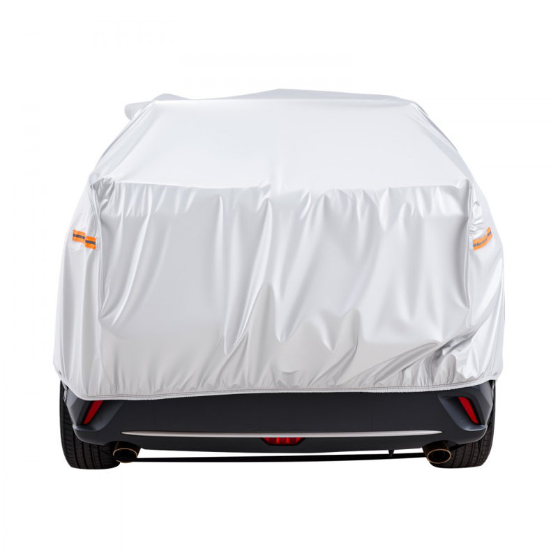 Car Cover, Car Cover Waterproof for Mid Size, Custom-fit All Weather Sun Rain Wind Frost Dust Snow Protection Full Exterior Covers with Door Zipper and Cotton Lining, Silver