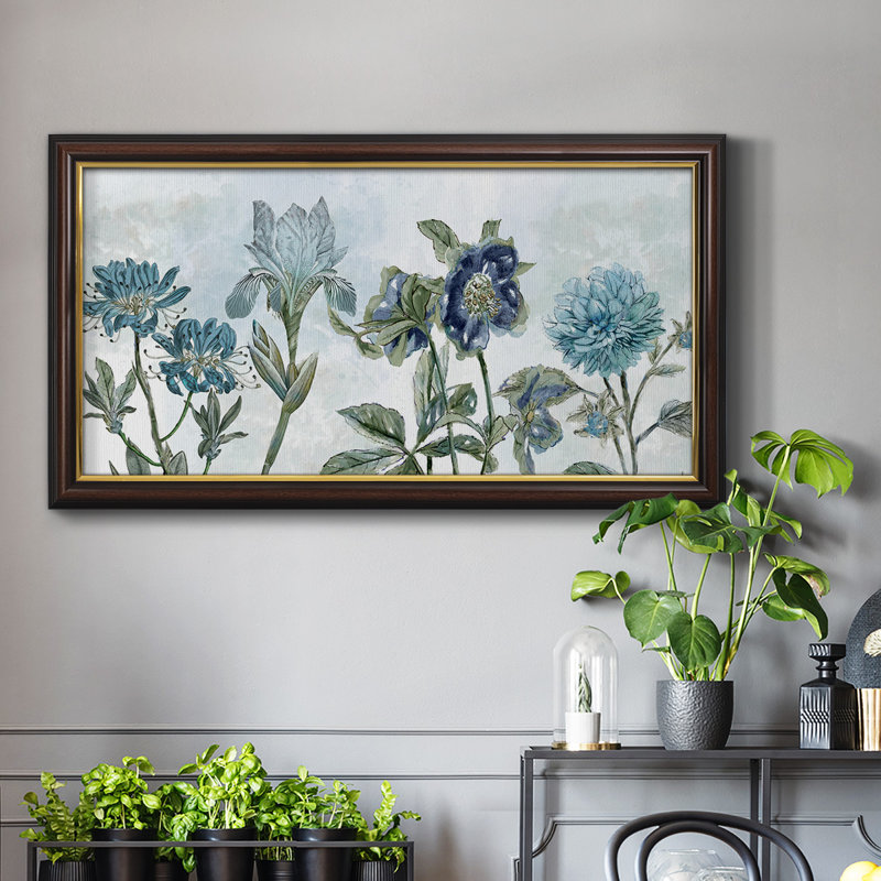 Rétro nuances de bleu - reproduction d'un cadre photo sur toile, H 25 po x l 45 po x P 2,5 po