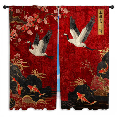 Rideaux de fenêtre Cranes Cherry Blossoms