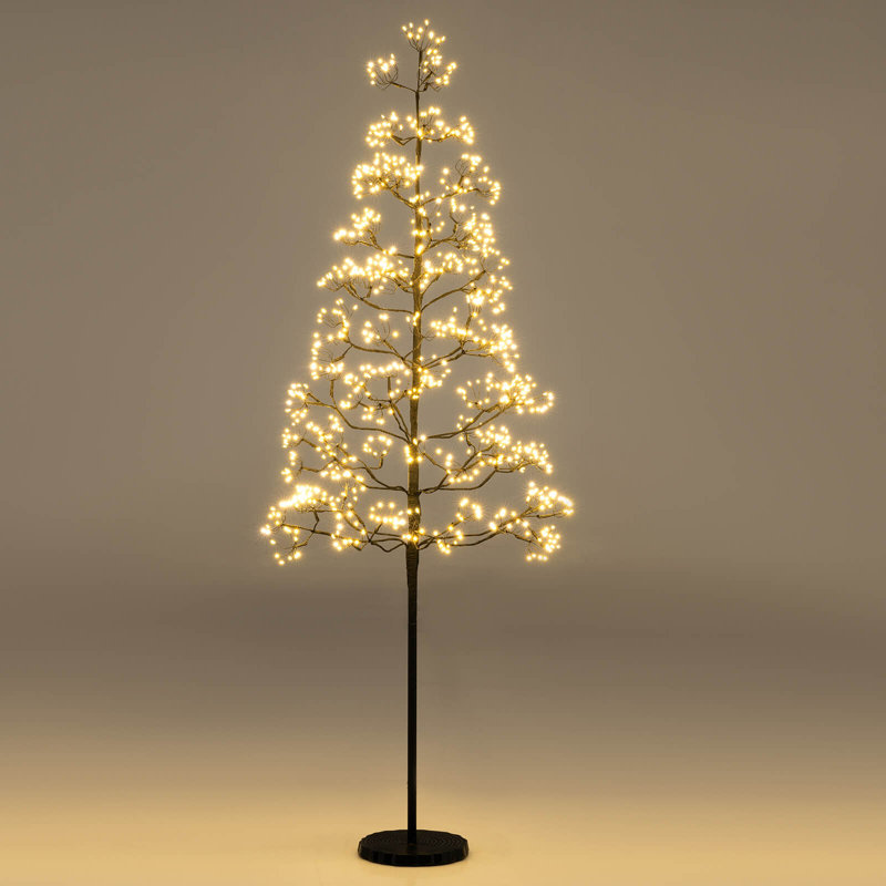 Arbre alpin 5 pi avec 1000 lumières DEL blanches et base lestée pour Noël, H 5 pi