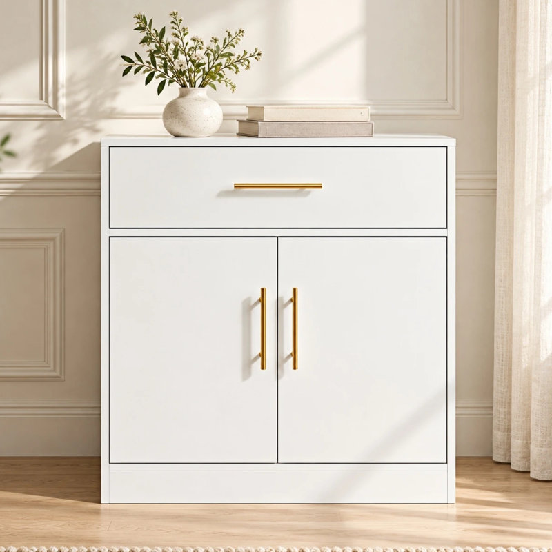 Abrielle White Sideboard with 2 Doors and 1 Drawer