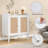 Sideboard Buffet Cabinet With Storage, Bar Liquor Cabinet With Rattan Decorated Doors, Credenza Console Tablefor Dining Room, Living Room,Hallway