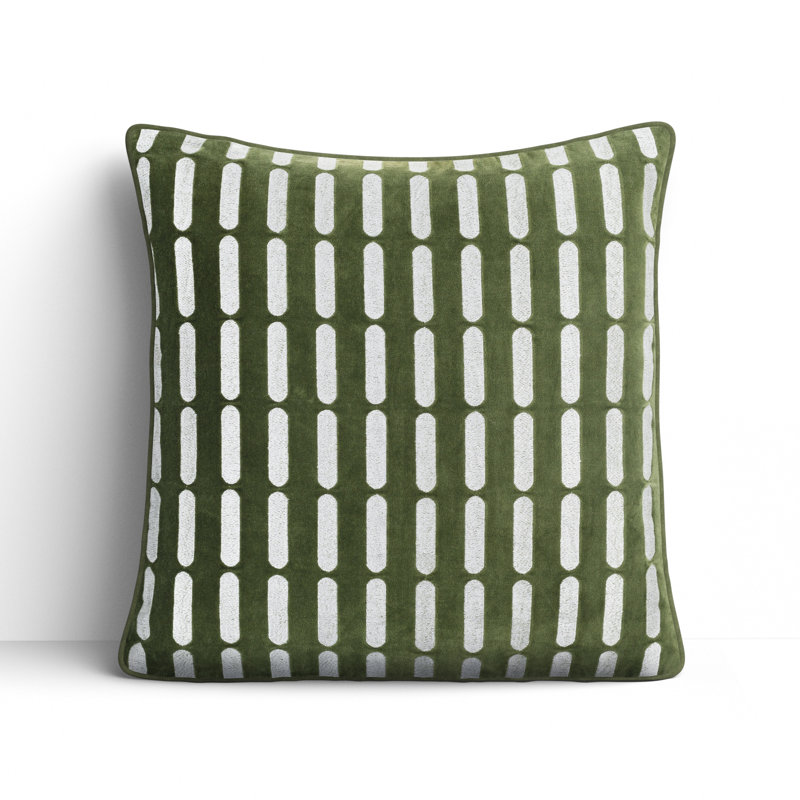 Usman Geometric Cotton Throw Pillow, 22"H x 22"W, Green/White, Polyester/Polyfill
